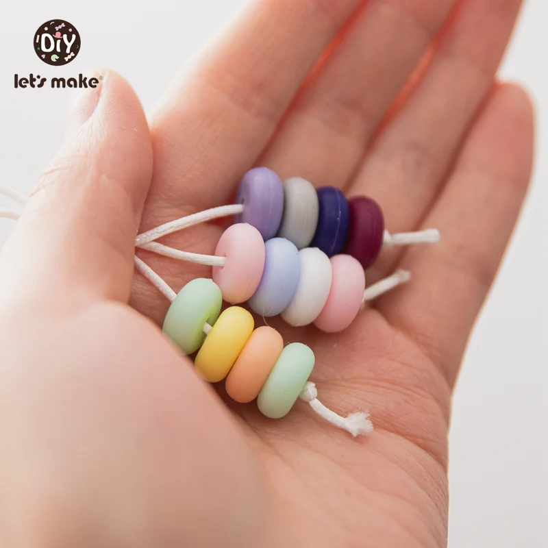Let's Make-abalorio de silicona para ni&ntilde;os, collar de &Aacute;baco de silicona de grado alimenticio, dentici&oacute;n de perla, 12mm, 60 uds.-4