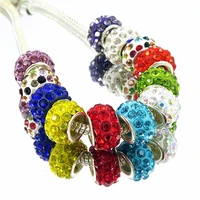 50pcs big hole round color crystal setting glass spacer beads charms fit pandora bracelet diy chain necklace for jewelry making