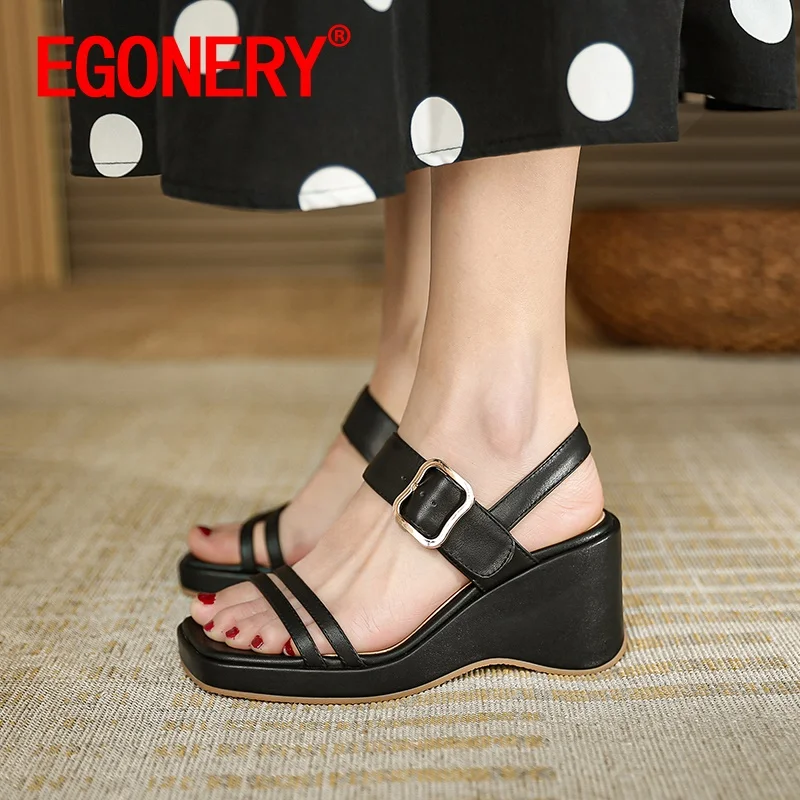EGONERY/лето Новый Стиль Женская обувь для отдыха Сезон лето Милые босоножки с цвет