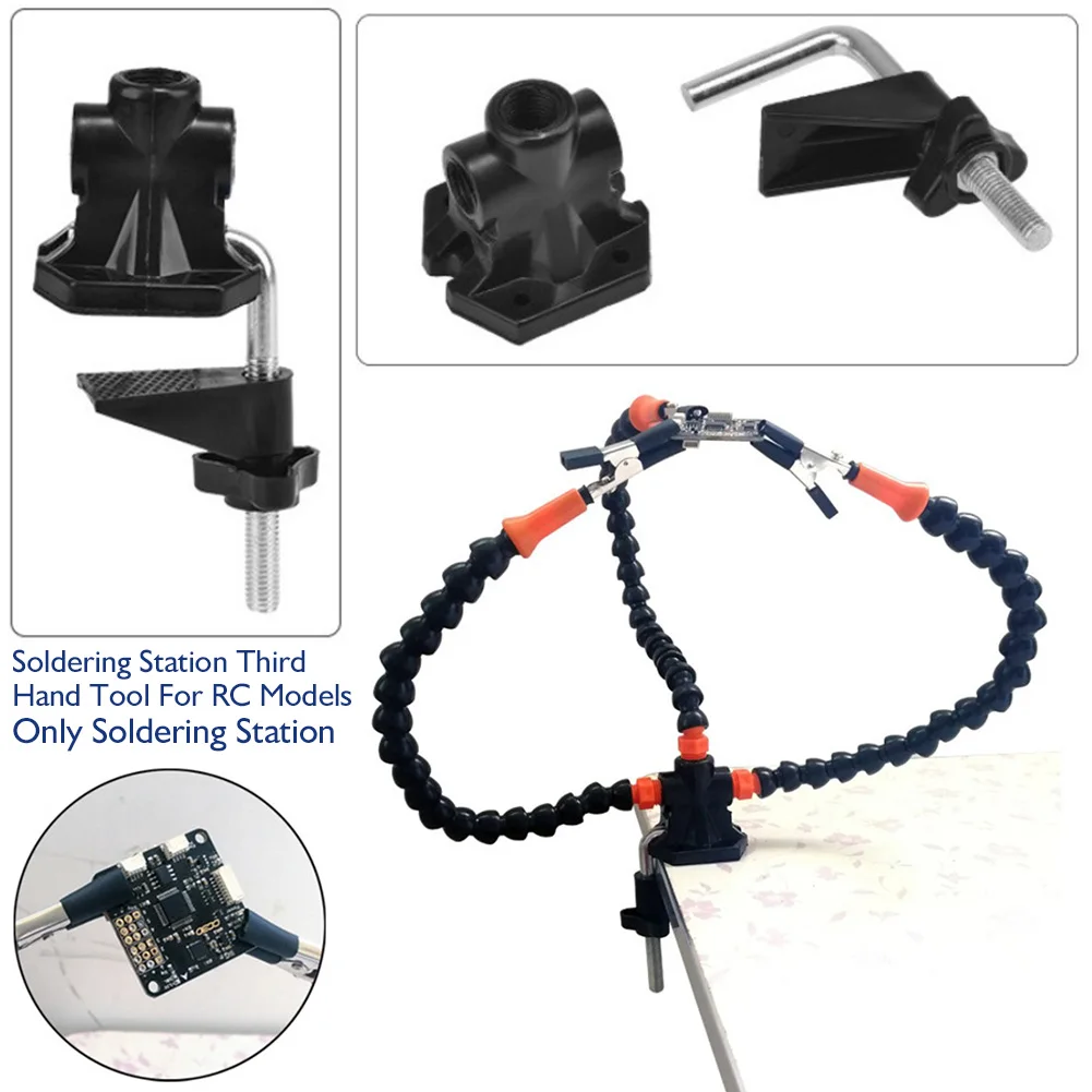 

Soldering Station Multifunctional 3 Flexible Arms PCB Welding Table Top Third Hand Tool For RC Models Easy Install Three Holes