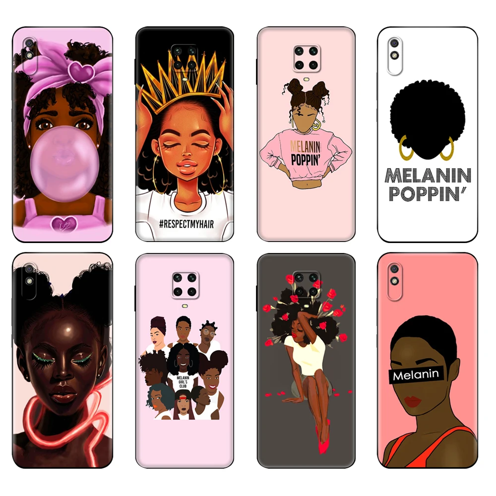 Черный чехол из ТПУ для Xiaomi Redmi 7A 8 8A 9 9A 9C, чехол для Redmi Note 8T 8 Pro T Note 9 9S 9 Pro, чехол 2bunz Melanin Poppin Aba