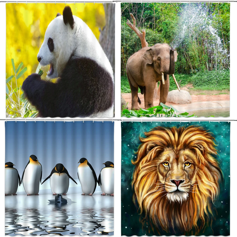 Водонепроницаемая занавеска для душа простой Забавный мультяшный рисунок панды