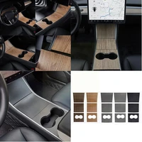 for tesla model 3 car interior panel sticker patch central control stickers accessories texture panel wooden 2017 2020 o8m0