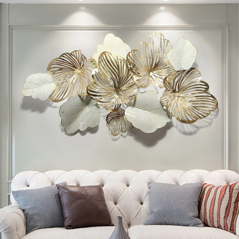

Nordic living room sofa light metal background wall iron wall decoration creative pendant home gold leaf house decor