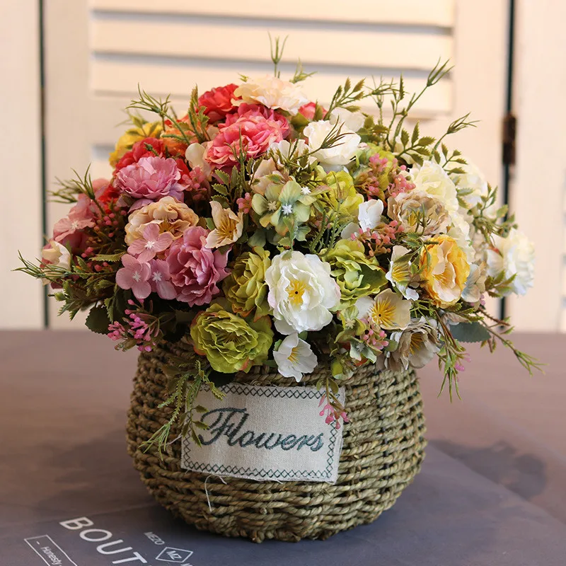 Пион 1 шт. винтажные шелковые искусственные цветы маленькая Роза Свадебный