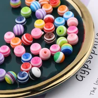 brand new resin colored striped round beads diy bracelet necklace accessories home decoration 8mm50pcs10mm30pcs