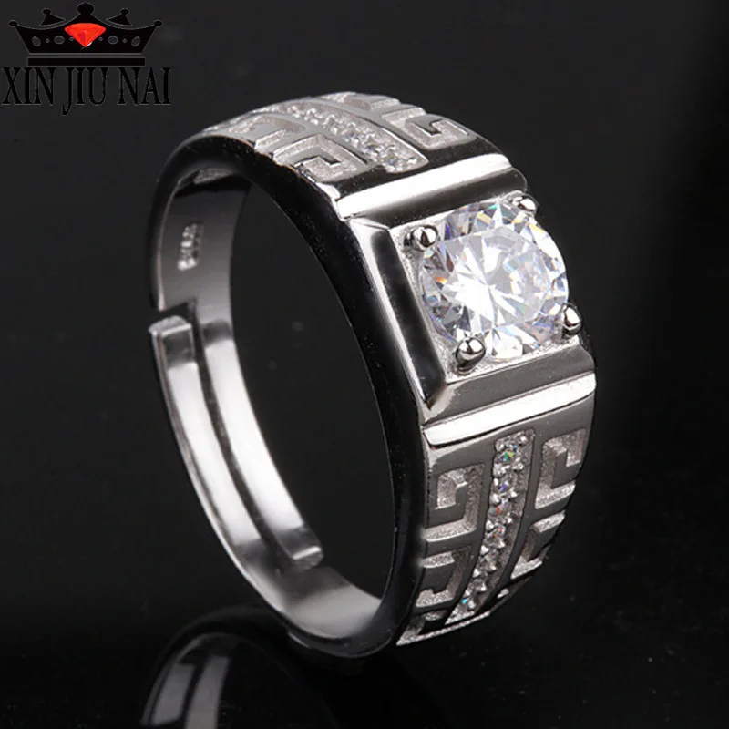 Adjustable 925 sterling silver Ring Fashion Men's Fine Party Cubic Zirconia Groom Wedding Jewelry Love Commitment men jewelry |