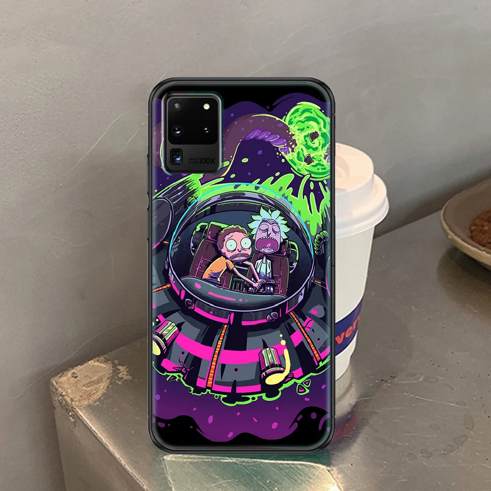 

Funny Morty Cartoon Ricks Phone case For Samsung Galaxy Note 4 8 9 10 20 S8 S9 S10 S10E S20 Plus UITRA Ultra black painting