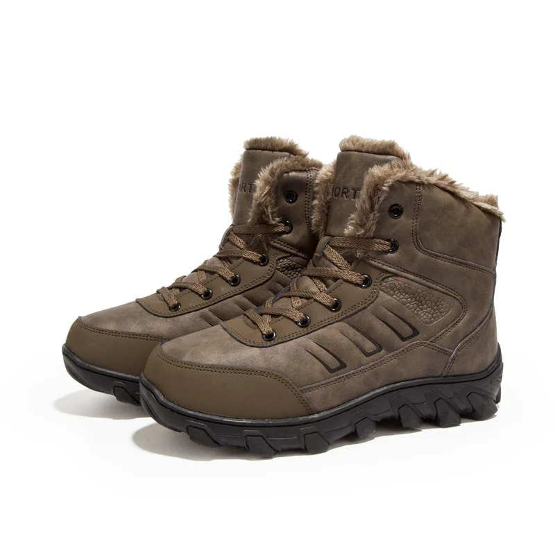 Высокое качество зима Обувь на теплом меху Для мужчин сапоги Водонепроницаемый
