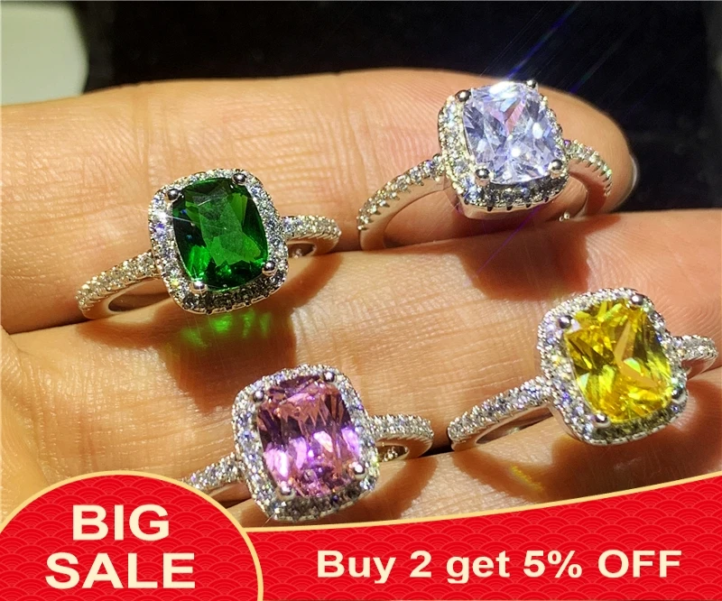 4 цвета бриллиантовая Обручальная лента из белого золота с фианитами AAAAA|Кольца| |