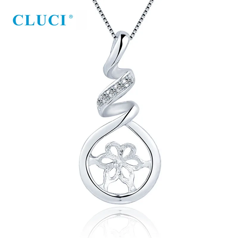 

CLUCI натуральная 925 стерлингового серебра CZ спиральное крепление Подвески Fit, размером 7-8 мм круглый жемчуг "сделай сам", зажим для ожерелья дл...