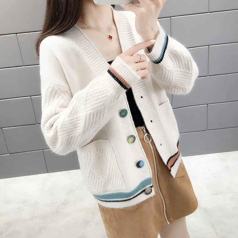

Traf Cardigan New Knitted Sweater Spring Top Cardigan Women Wear Versatile Loose Sweater Women's Korean Student Trend Sweater