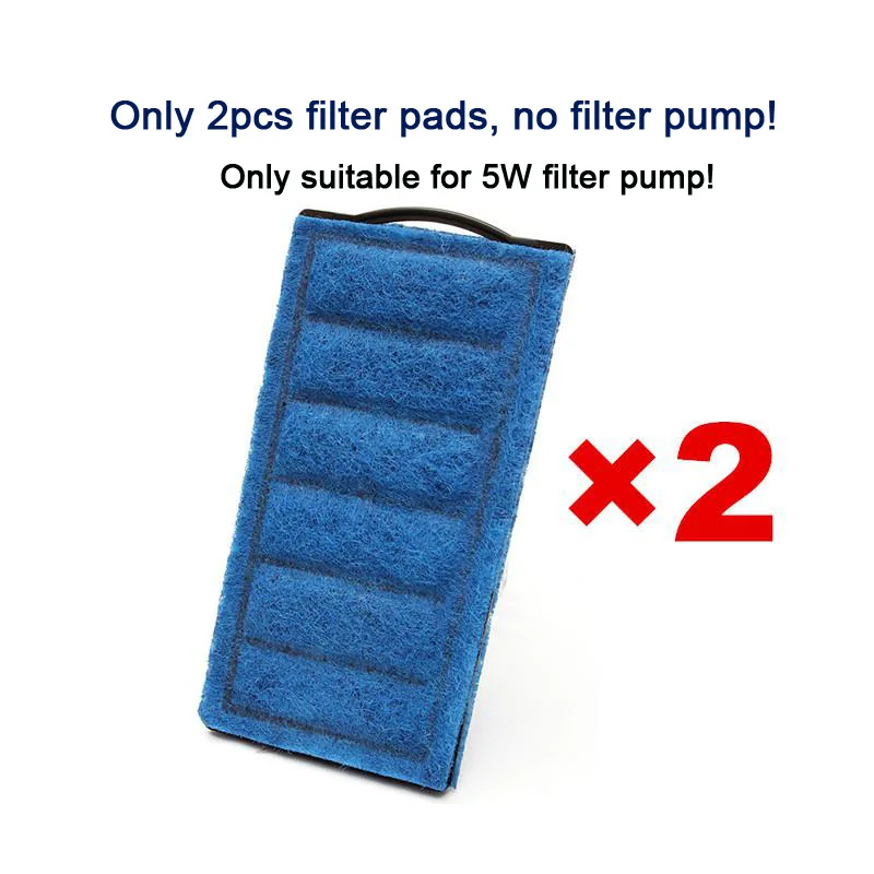 Only 2 pads for 5W 3 Вт/5 Вт водопадный аквариум фильтр для черепахи насос аквариум низкий водяной Насос Подвесной циркуляционный кислородный насос Рыба черепаха рептилия - Цвет: Only 2 pads for 5W