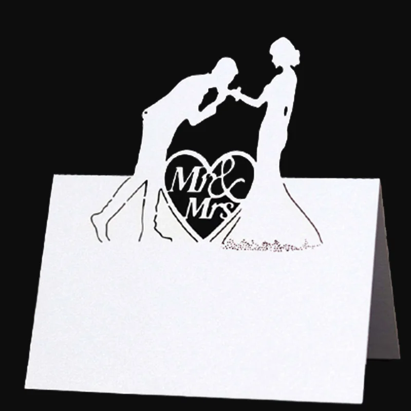 

50/100Pcs Bridal and Groom Laser Cut Table Name Place Cards Lace Name Message Setting Card Wedding Birthday Party Favor Decor