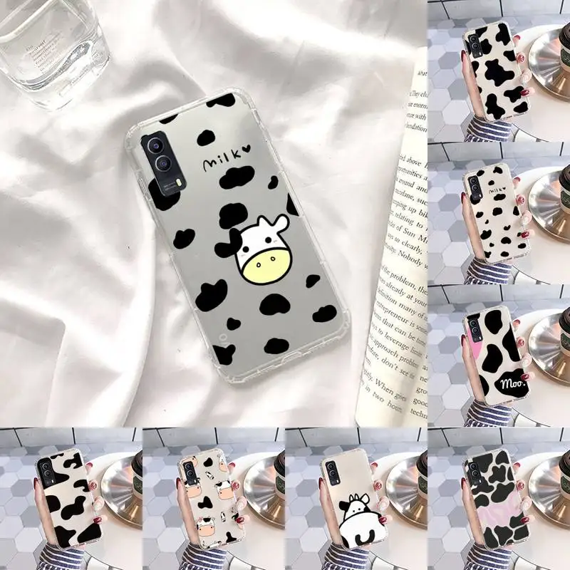 

Cow Milk Black White Phone Case Transparent For VIVO Y 97 93 85 81 75 73 71 70 69 67 66 55 53 50 52 51 30 20 19 11 S E
