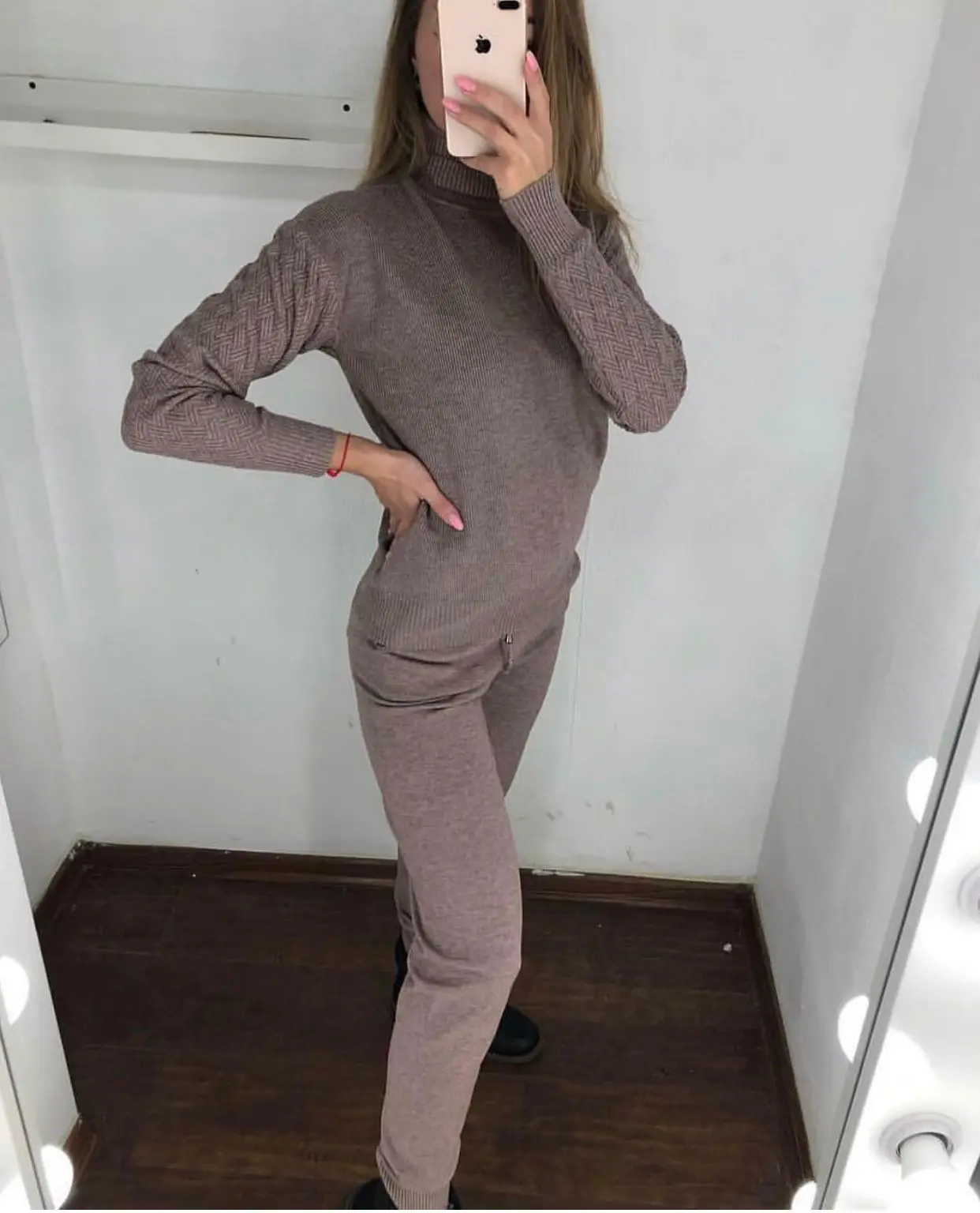 Mooirue Зимний толстый 1 кг женский свитер костюм наборы Водолазка 2 шт. трикотажные