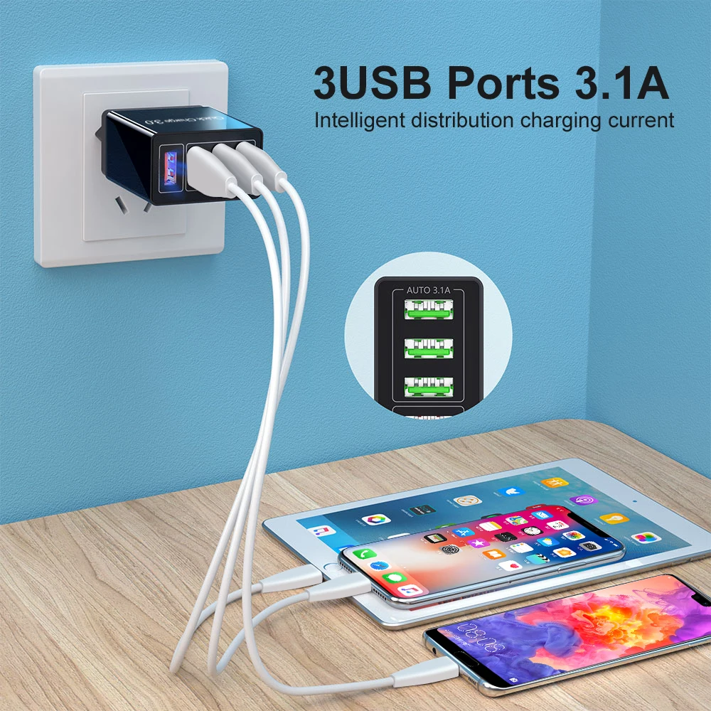 Быстрая зарядка OLAF 3 0 USB зарядное устройство QC3.0 турбо EU/US/UK штепсельная вилка для