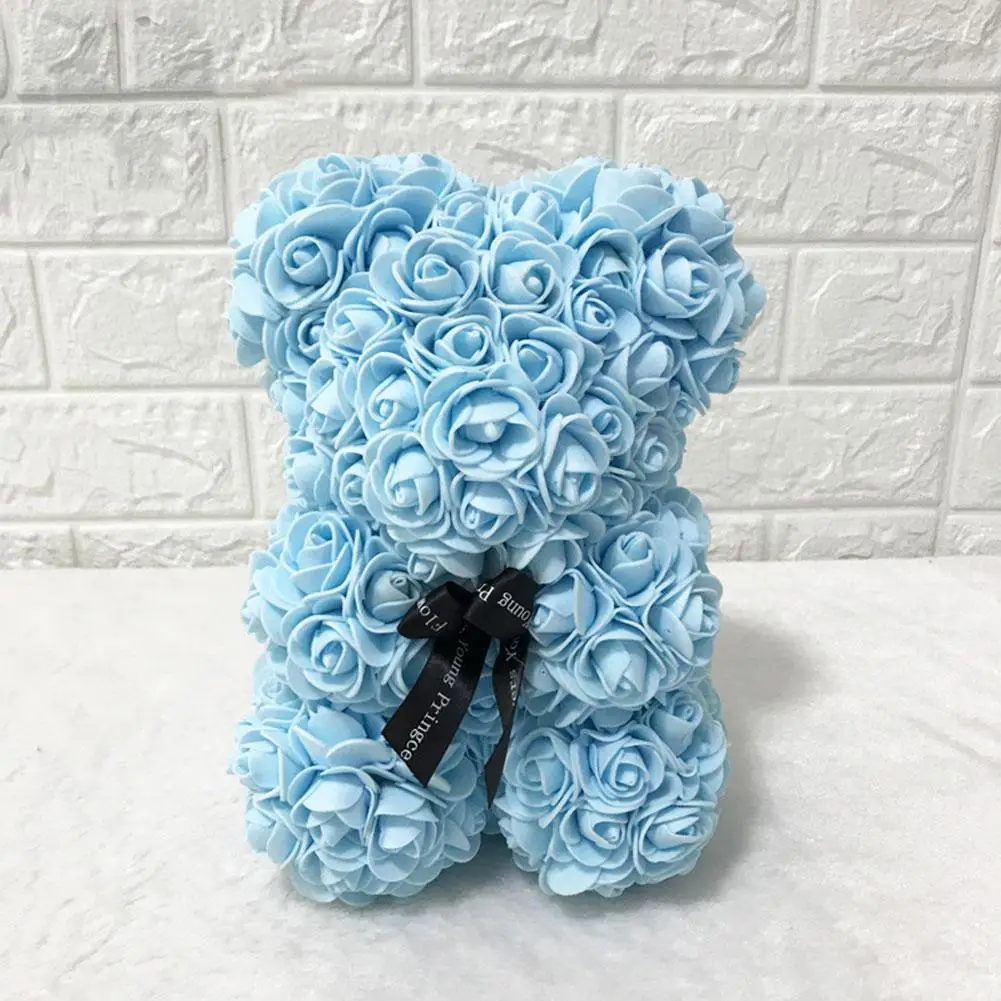 

HOT Valentines Day Gift 25cm Red Rose Teddy Bear Rose Flower Artificial Decoration Christmas Gifts Women Valentines Gift