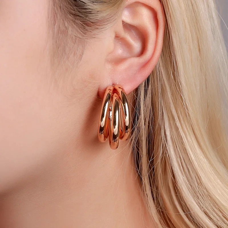 

Luokey Trendy Round Hoop Earrings For Women Gold Fashion Wedding Za Maxi Statement Earrings Geometric Jewelry Accessories Brinco