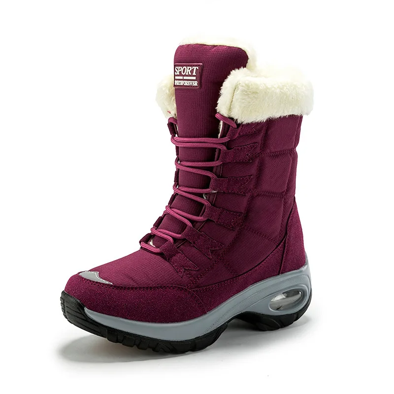 

New Winter Women Boots High Quality Keep Warm Mid-Calf Snow Boots Women Lace-up Comfortable Ladies Boots Chaussures Femmev