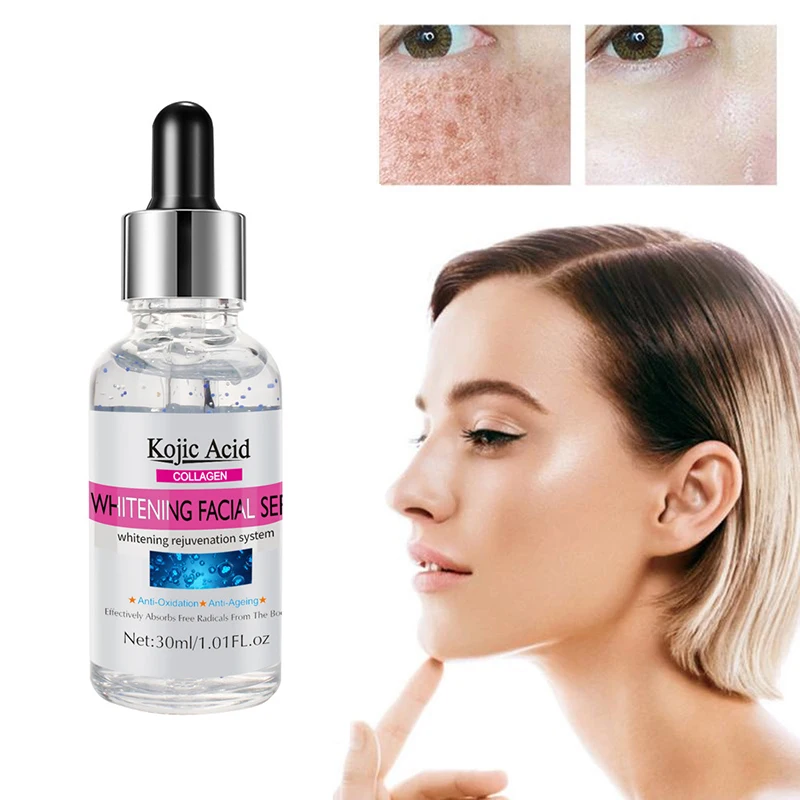 

Kojic Acid Collagen Whitening Facial Serum Hydrating Lighten Freckle Face Essence Anti-oxidation Brightening Skin Face Solution