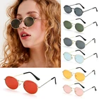 Солнцезащитные очки в стиле ретро UV400 для мужчин и женщин, модные небольшие, в металлической овальной оправе, в винтажном стиле, с защитой от ультрафиолета