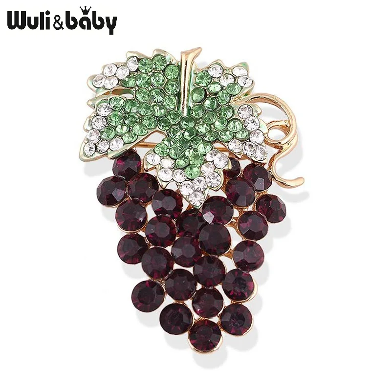 Wuli &amp baby фиолетовые броши в виде винограда стразы женская красивая брошь форме
