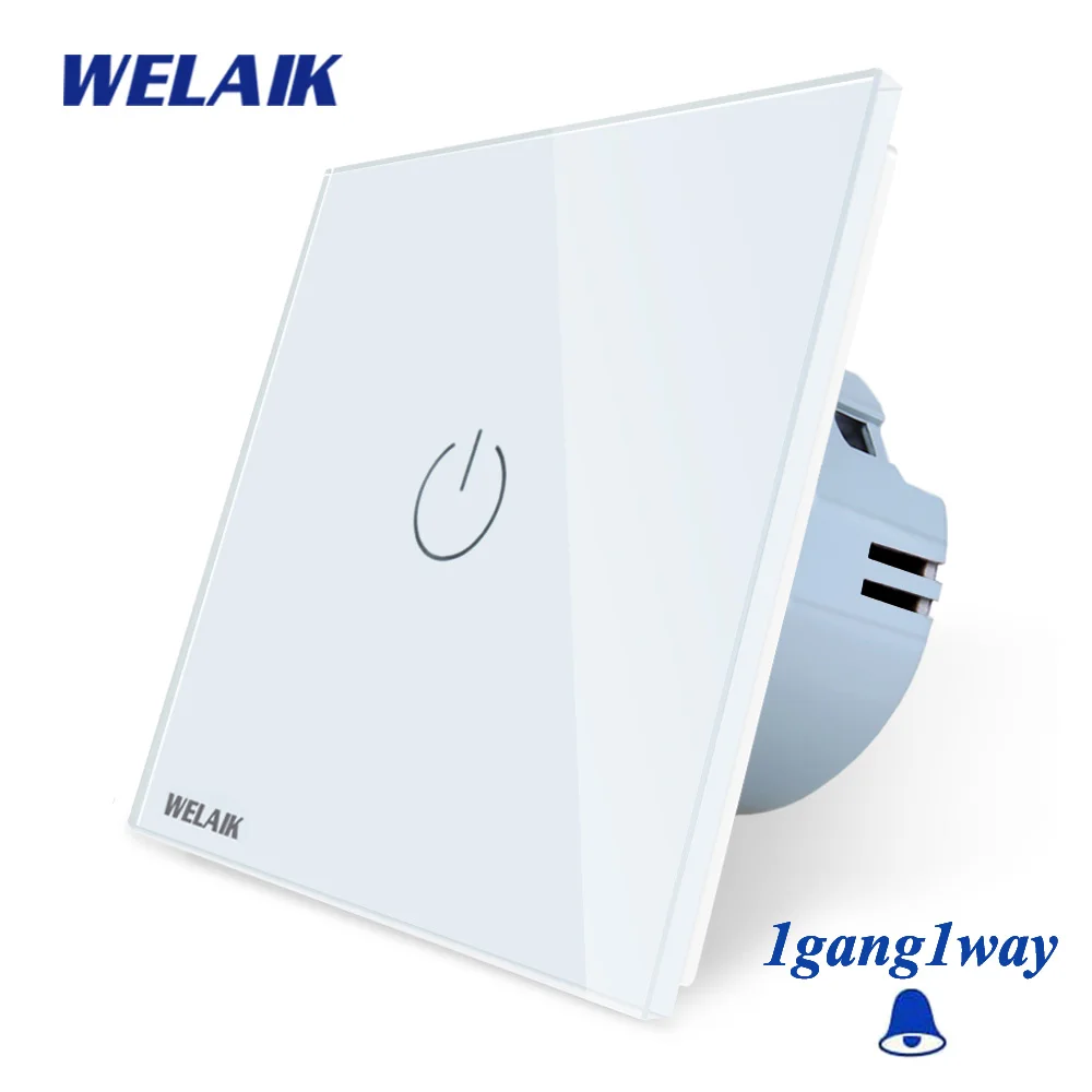 

WELAIK Crystal-Glass Panel-Switch Wall-Switch EU-DoorBell Touch-Switch Light-Switch 1gang-1way AC250V A1911MLCW/B