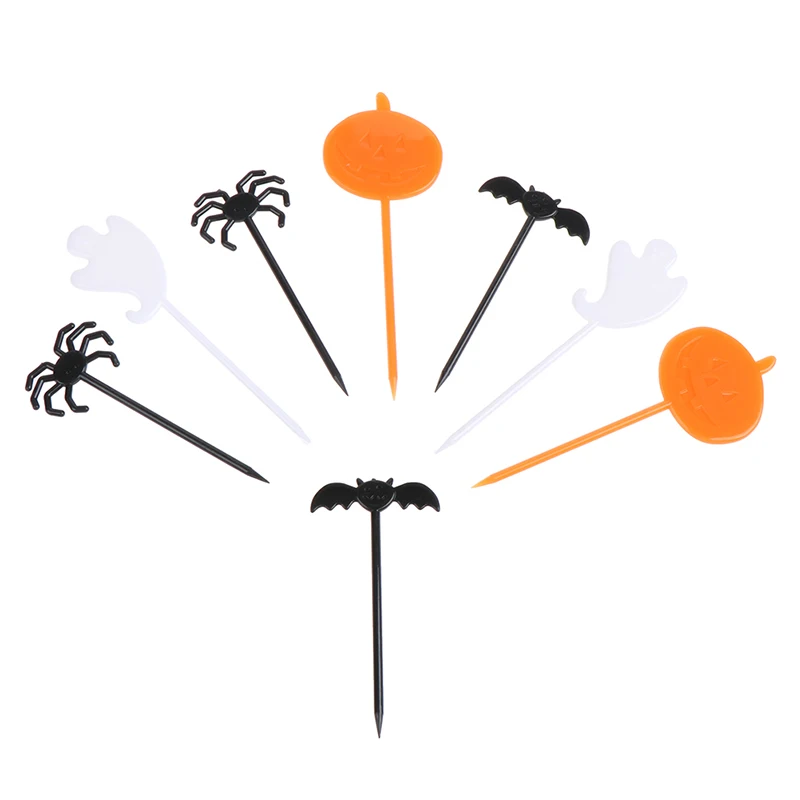 

8pcs Halloween Fruit Forks Creative Cartoon Snack Cake Dessert Signing Children's Holiday Festival Fruit Fork Party Supplies
