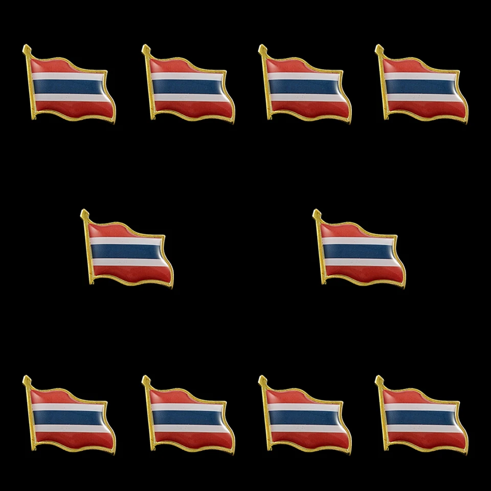 10PCS Thailand Flag Waving 3D Lapel Pins Hat Tie Tack Badge Pin Brooch | Дом и сад