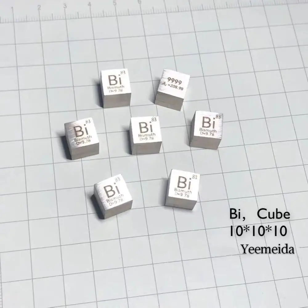 

Free shipping 5pcs & 10pcs 99.99% purity Bi carved element periodic table 10mm cube with 9.73g Bismuth ingot / pellet / block