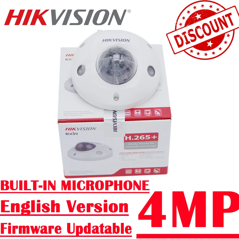 

Original hikvision DS-2CD2543G0-IS replace DS-2CD2542FWD-IS Audio I/O 4MP H265 POE CCTV IP WDR IR Mini Dome Network Camera