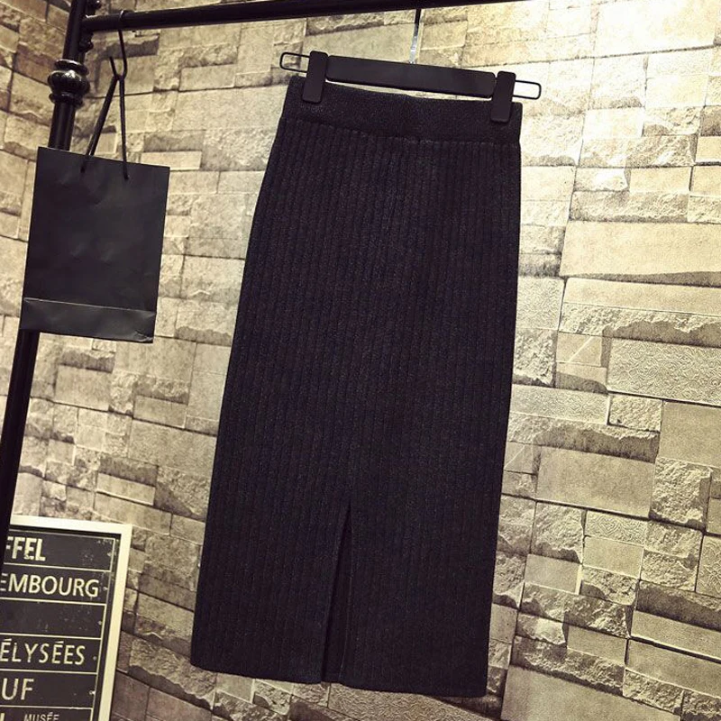 

Ladies High Waist Bodycon Hips Wrapped Casual Skirt Plain Slim Fit Retro Bottoms