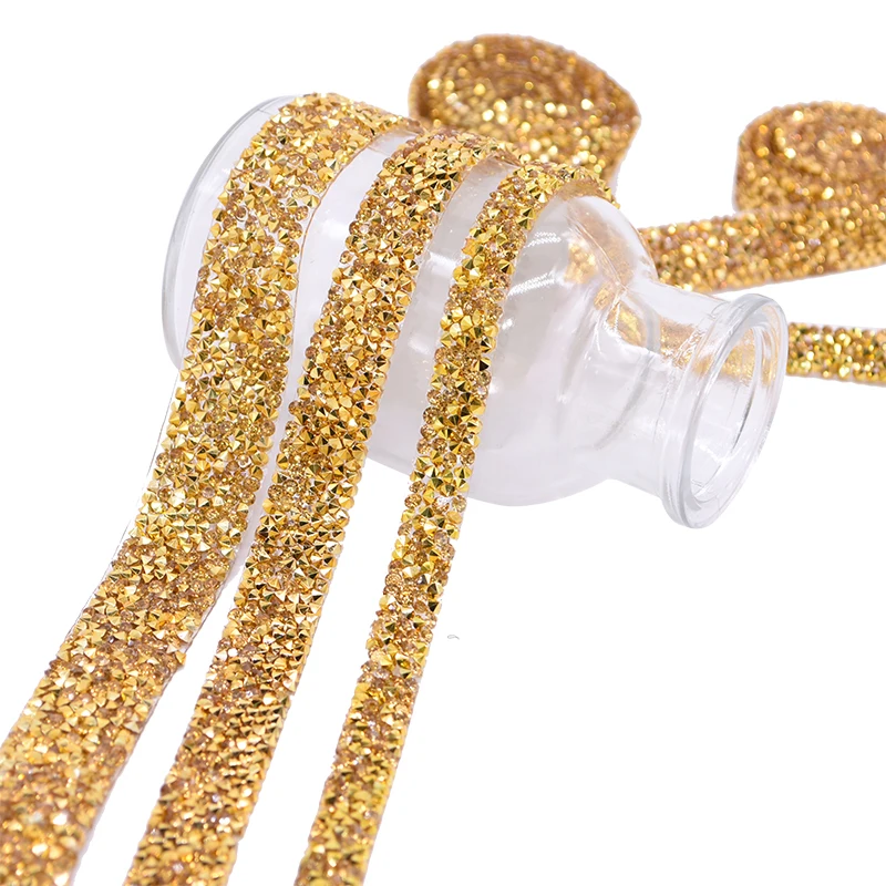 1 ярд Золотая Хрустальная лента для шитья тесьма горячей фиксации аппликаций