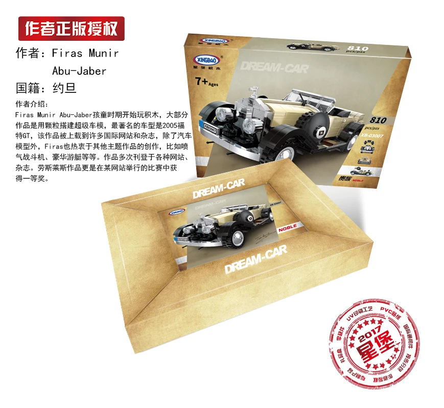 XingBao 03007 MOC Lepining Creator Expert Rolls-Royce ретро классическая модель автомобиля-трансформер