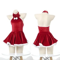 sexy christmas new year cosplay costumes lolita turtleneck backless mini dress halter maid uniform suit cute party lingerie set