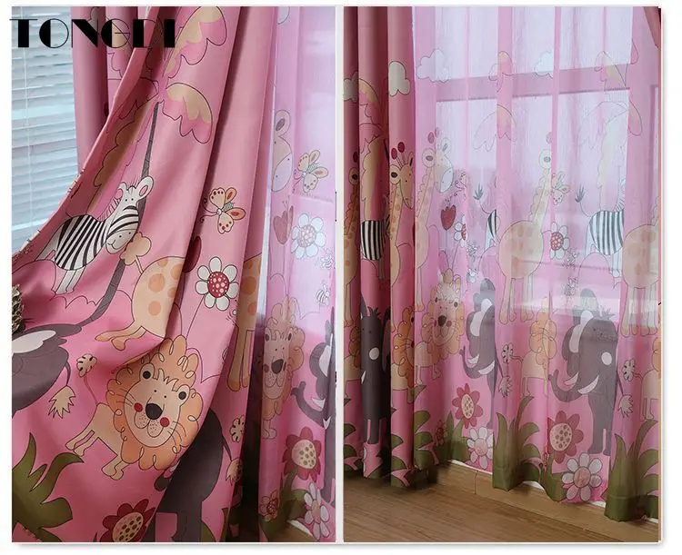 Светонепроницаемые шторы TONGDI с принтом занавески милыми мультяшными животными