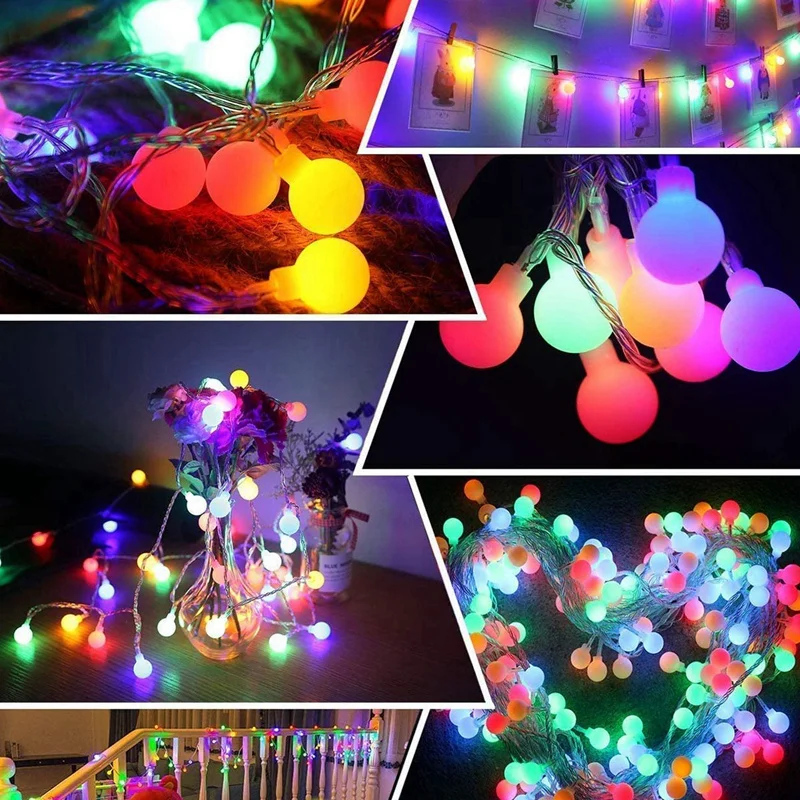 

10M 100LED USB Globe Fairy String Lights,Remote Control,8 Lighting Modes,for Christmas Bedroom Garden,Multi-Coloured