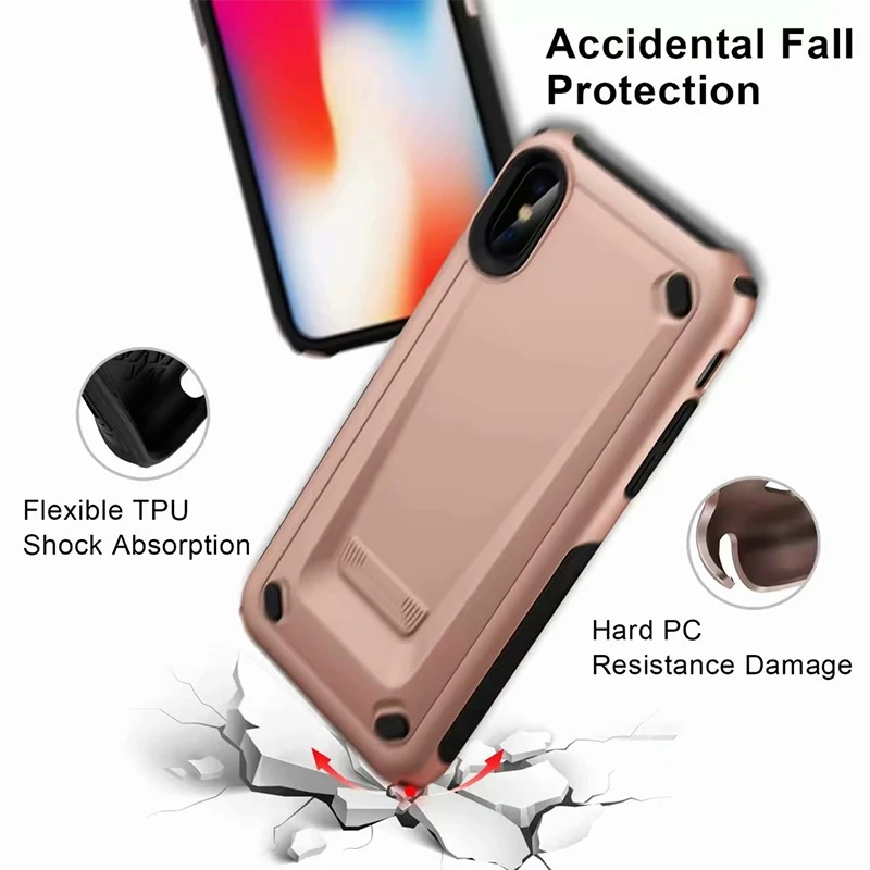 Роскошный ударопрочный Прочный Гибридный бронированный чехол для IPhone 6 6S 7 8 Plus X XR