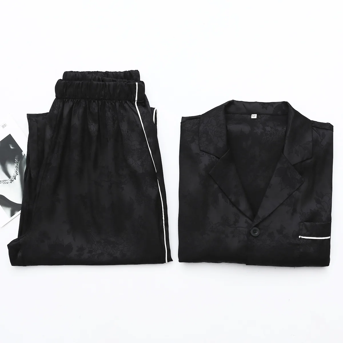 

Pajamas Men 2020 Autumn Thin Long-sleeved Trousers Simulation Silk Pajamas Suit Loose Casual Comfortable Pyjamas Traje Conjuntos