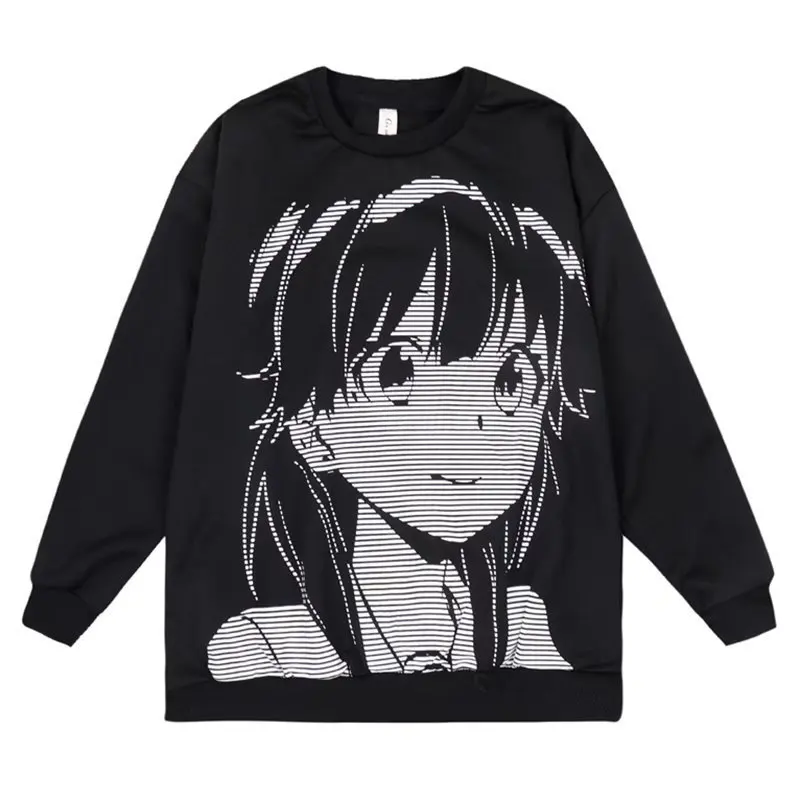 

Regular/Fleece Japanese Anime Character Women's Sweater Fleece Hip-hop Streetwear Couple Pullover Oversized Crewneck Sweatshirt