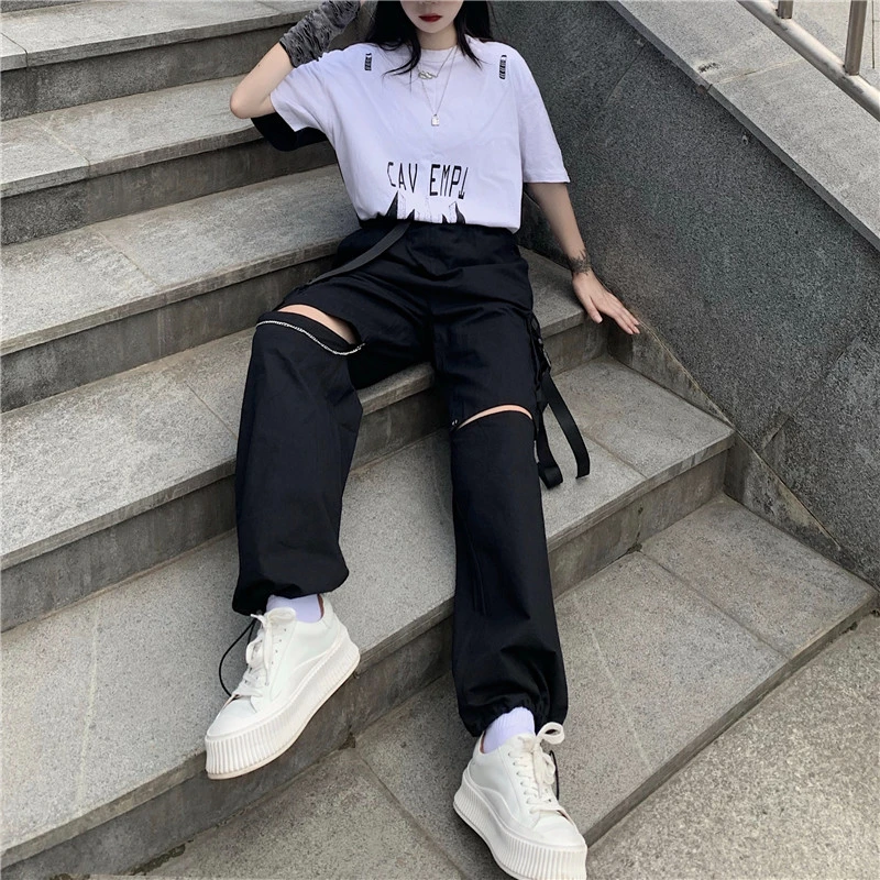 

Dance Girl Long Pants Punk Wear Gothic Women High Waist Loose Harem Trousers Lady Casual Cargo Pants Streetwear Jogger Plus Size