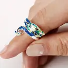 Женское Открытое кольцо с павлином, креативное изысканное кольцо с эмалью в богемном стиле, Подарочная бижутерия