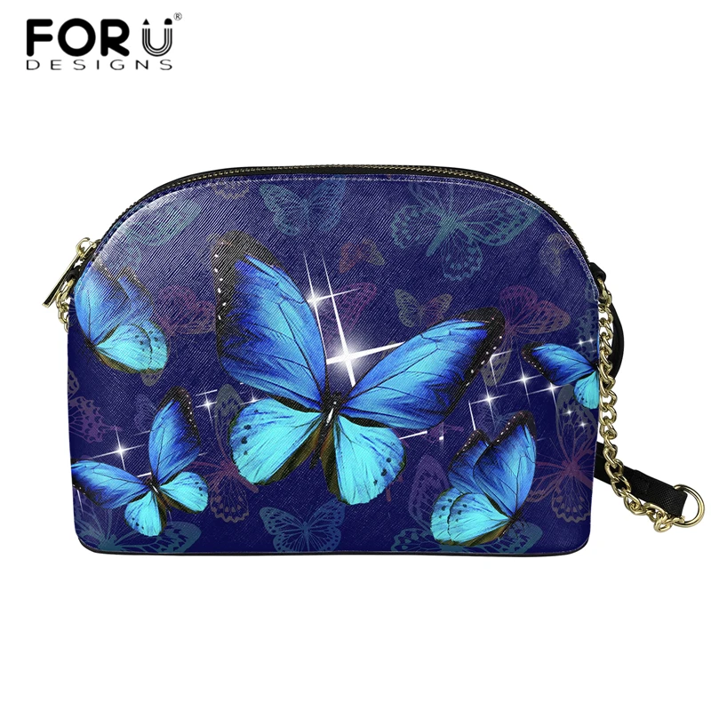 

FORUDESIGNS/3D красоты с принтом бабочками сумки на плечо модная женская обувь высокого качества в виде ракушки, сумки в руку для девушек, для дево...