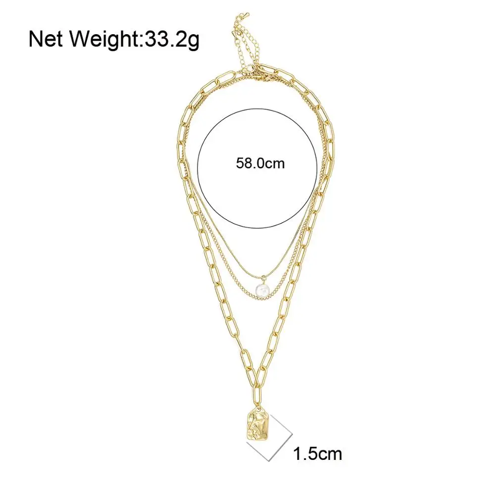 

Lifefontier Fashion Multi Layer Lock Portrait Pendants Necklaces For Women Gold Metal Snake Chain Pearl Necklace Jewelry Gift