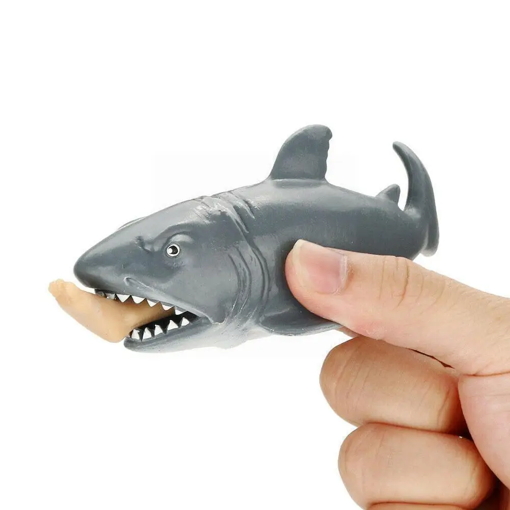 

New Strange Spoof Toy Squeeze Spit Foot Shark Eat Person Whole Person Toy Shark Vent Decompression H5I1