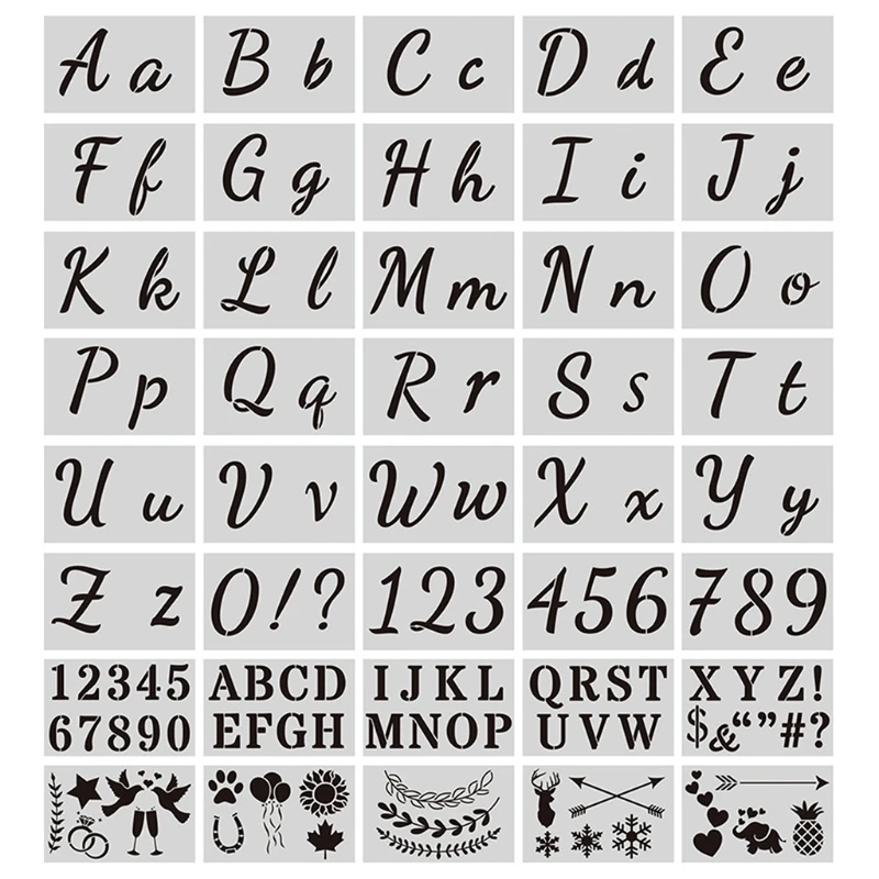 

P15D 40pcs Alphabet Numbers Stencils Reusable Plastic Templates for rawing Painting