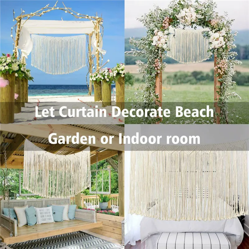 Тканый вручную хлопковый занавес большой гобелен макраме настенный подвесной