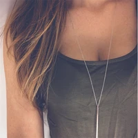 vertical bar pendant sweater chain necklace for women girls silver color chunky choker necklaces boho fashion jewelry gift