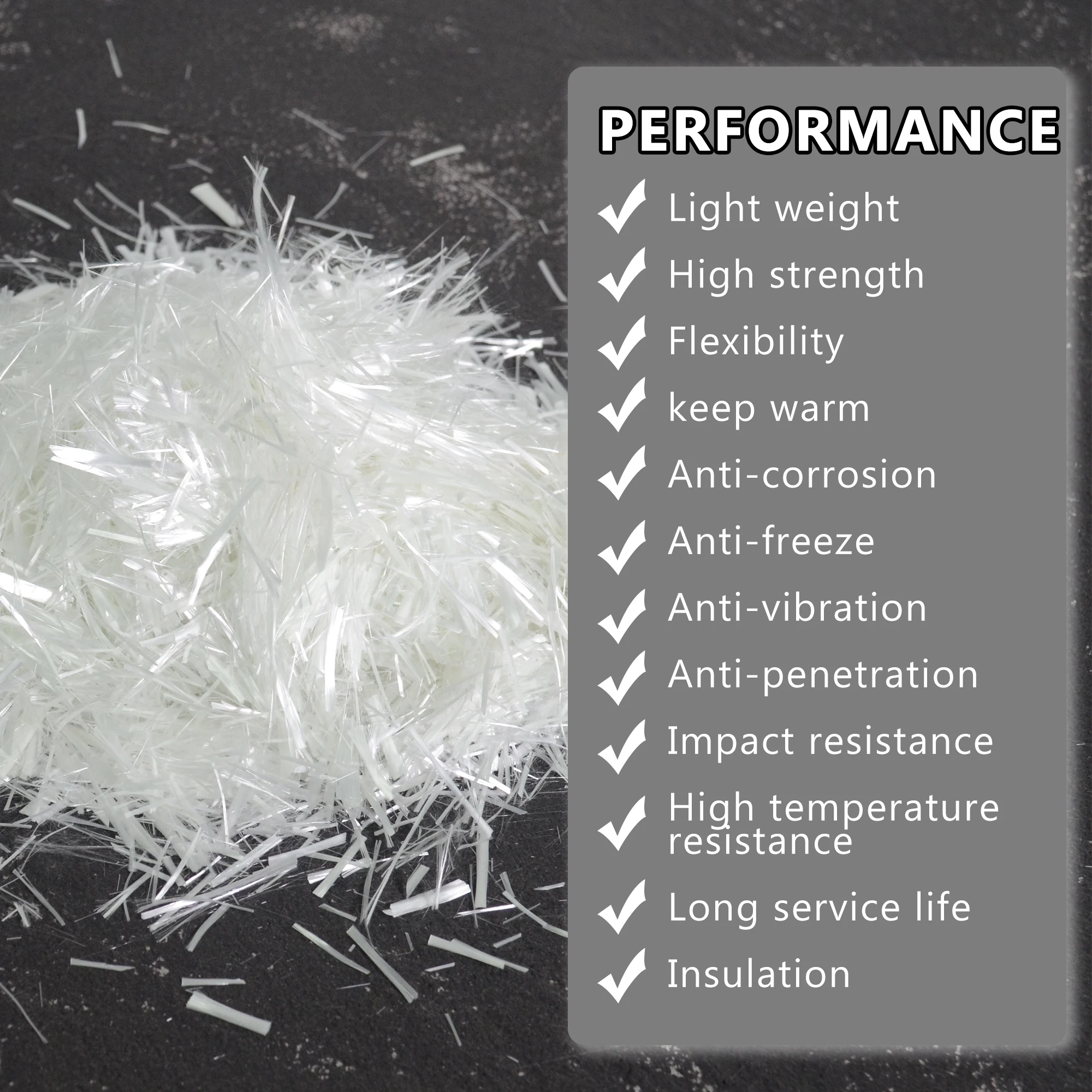 

6mm/19mm concrete fiber portland cement resurfacer fiber glass mix reinforcing wall garden Mortar hardener 2lb